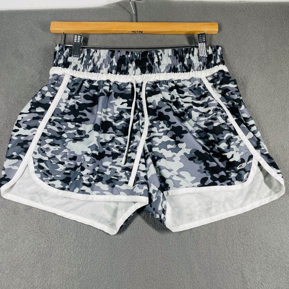 C9 Champion Women Running Shorts Gray Camo Print Lined Athletic Gym Medium